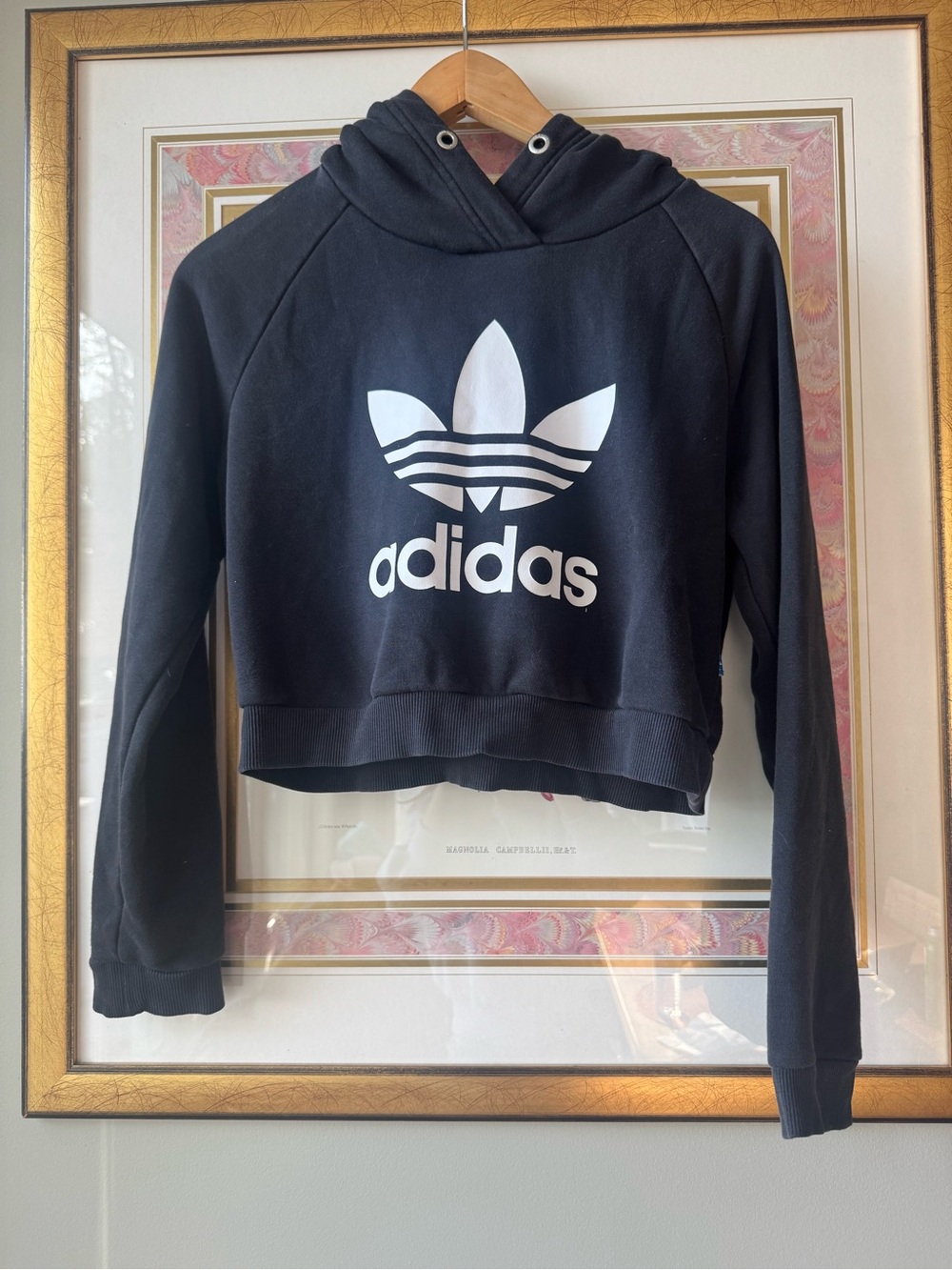 adidas Black Women's Cropped Trefoil Hoodie